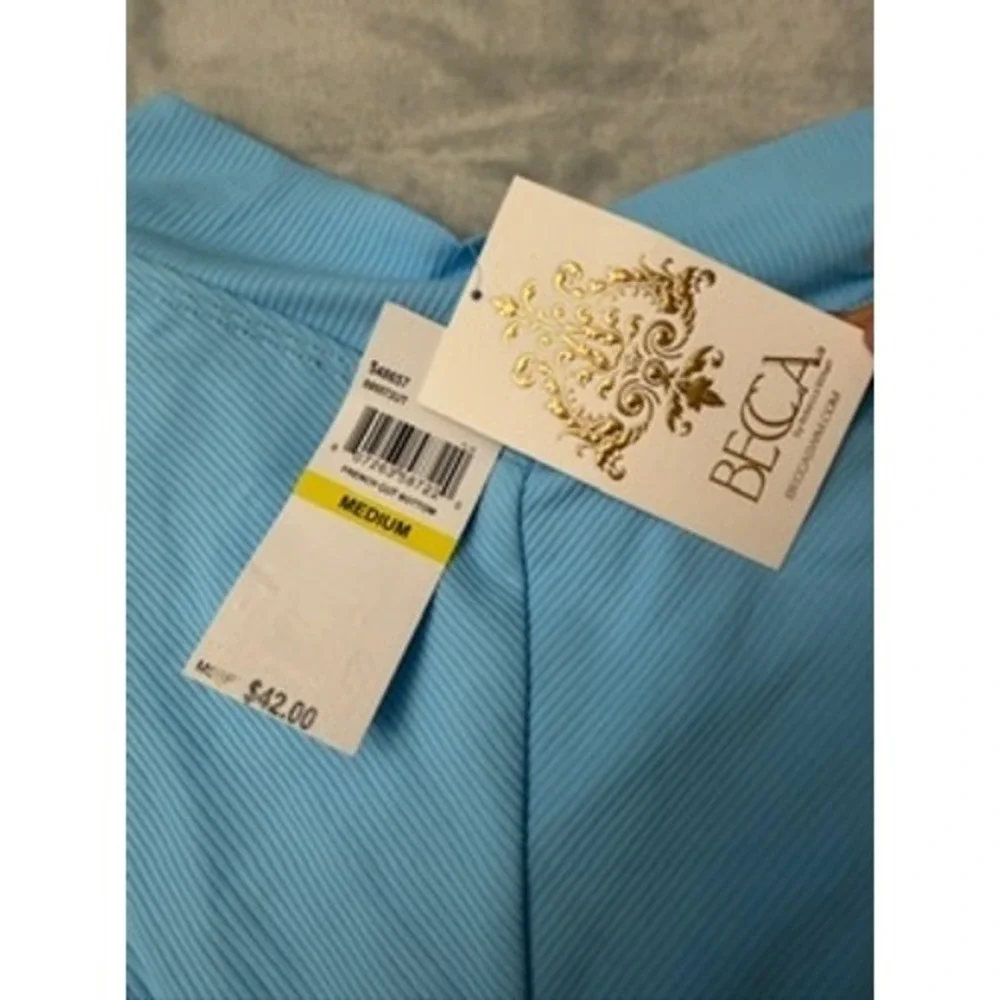 NWT BECCA by Becca Virtue Modern Edge ribbed highwaist bikini bottoms M $42